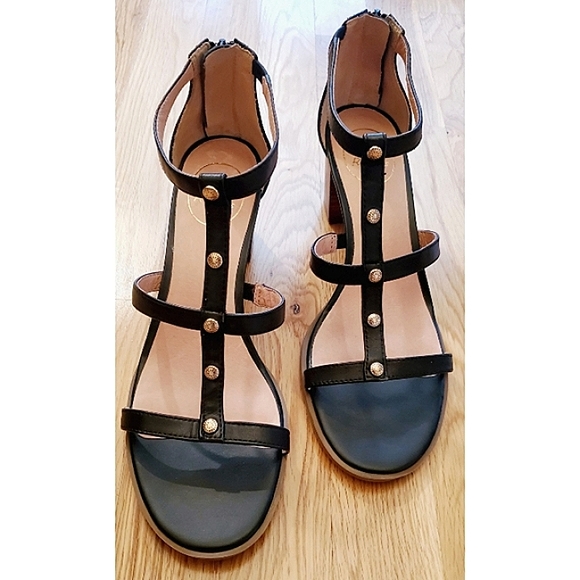 Jack Rogers Black Julie Block Heel Leather Sandals Size 11 - Picture 2 of 10